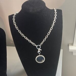 Silver necklace with clear pendant